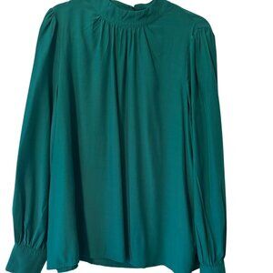 Rachel Rachel Roy XL Green Long Sleeve Blouse With Button Back Keyhole & Pleated